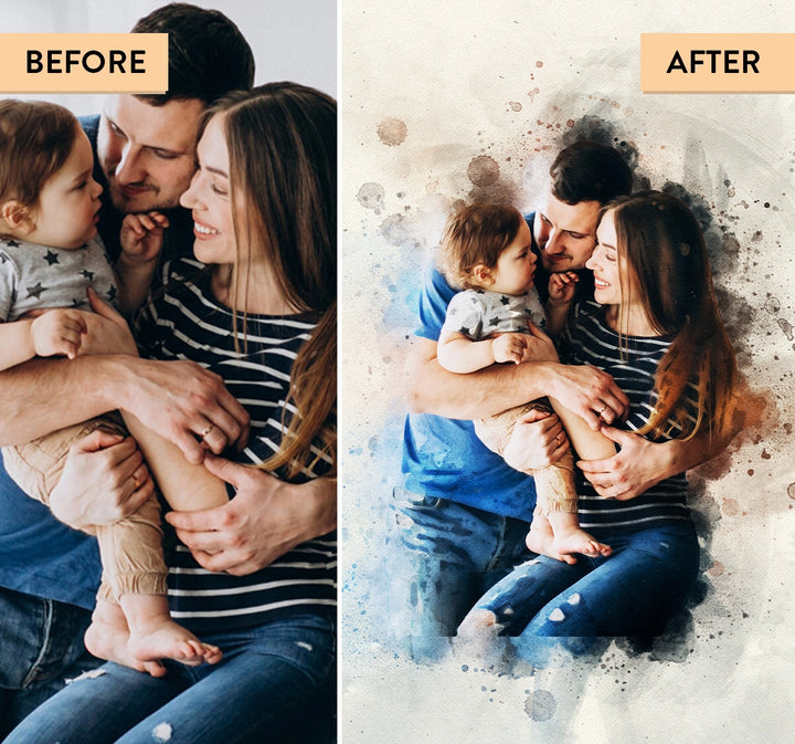 Custom Family Watercolor Portrait from photo