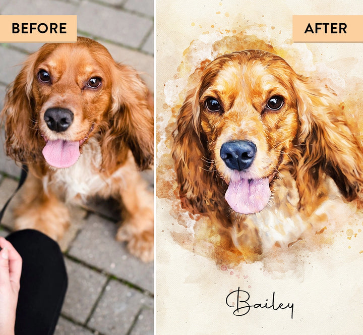 Custom Pet Portrait Watercolor Drawing sketch