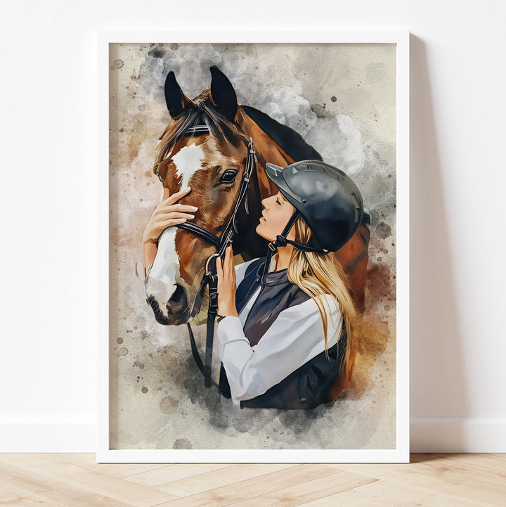 Personalized Gift for Equestrians: Custom Hand-Painted Horse Portrait
Looking for the perfect gift for an equestrian or horse lover? This personalized horse portrait is a unique and heartfelt idea. Hand-painted using the watercolor technique, each portrait is a tribute to the special bond between you and your horse.
