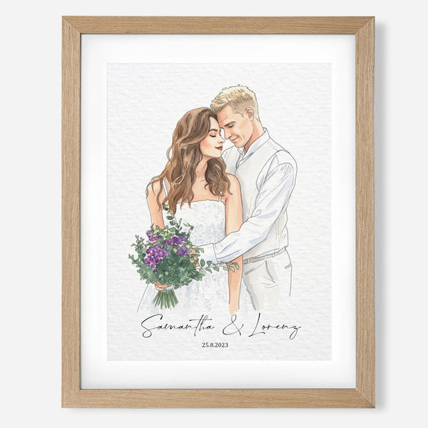 Ritratto di matrimonio ad acquerello personalizzato