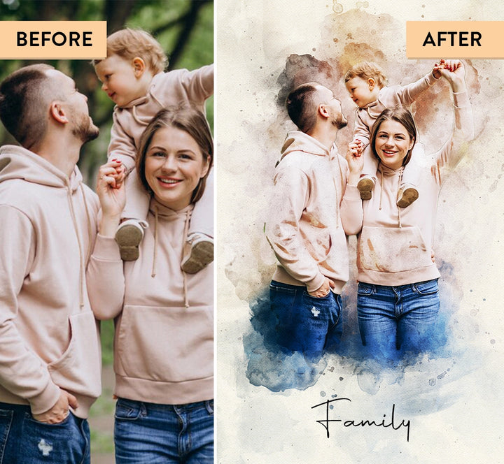 Family Custom Watercolor Portrait