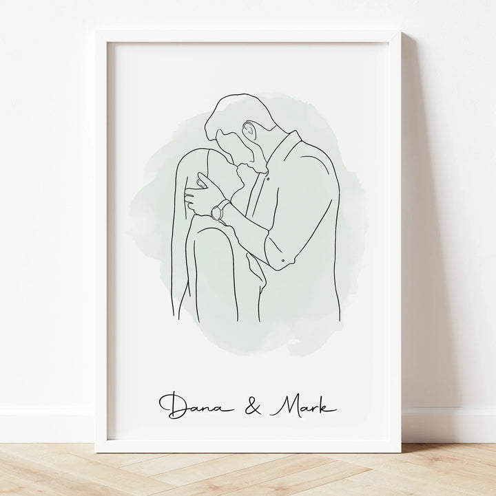 Custom couple sketch – modern line drawing for Valentine’s celebration