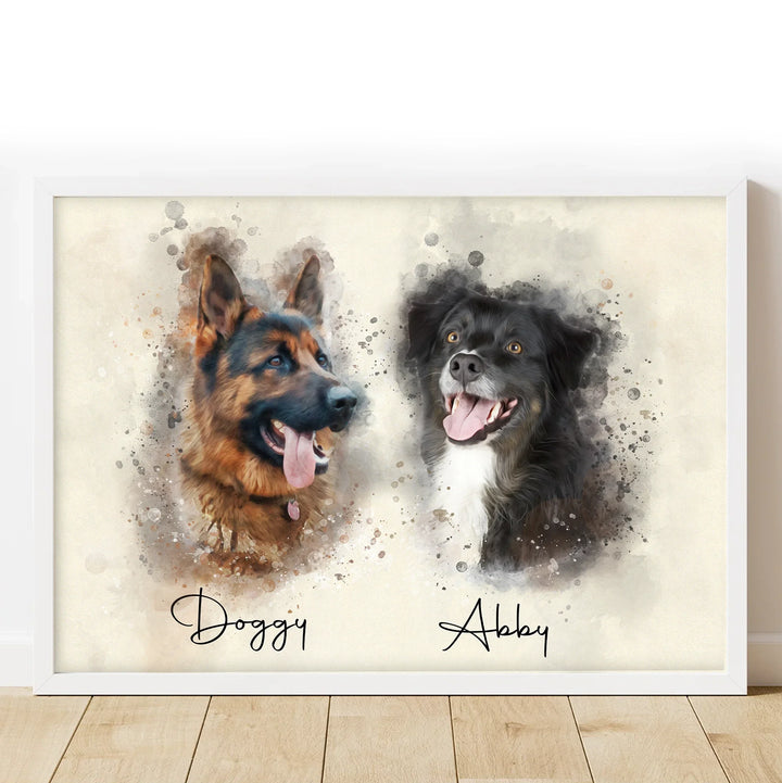 Custom watercolor-style pet illustration – digital pet portrait from a photo.