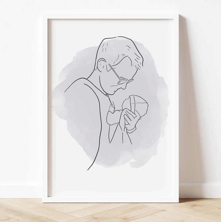 Custom line drawing for dad – sentimental digital portrait for Father’s Day celebration.