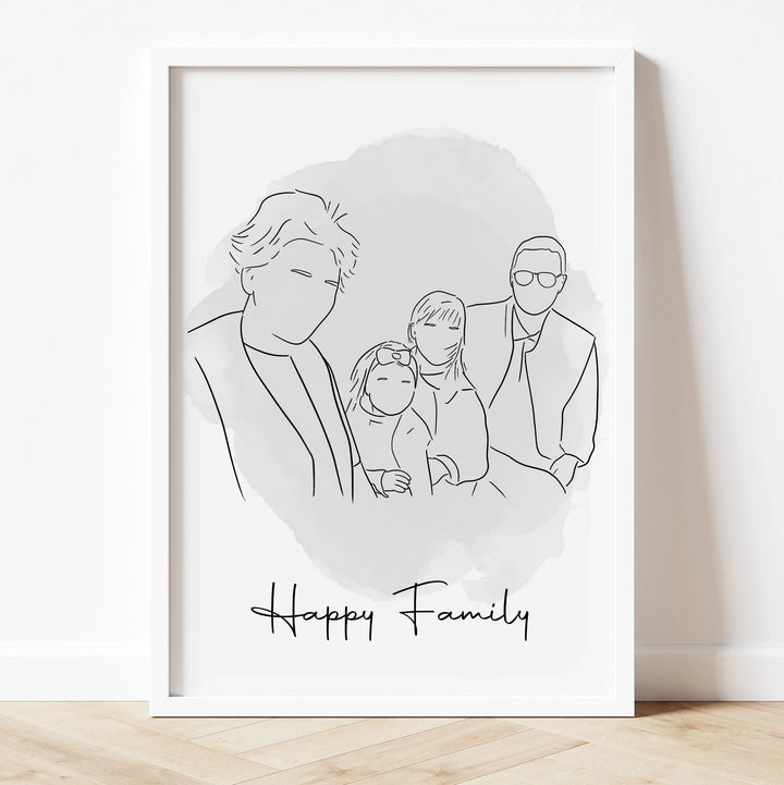 Custom line drawing for Grandparent’s Day – sentimental family artwork.
