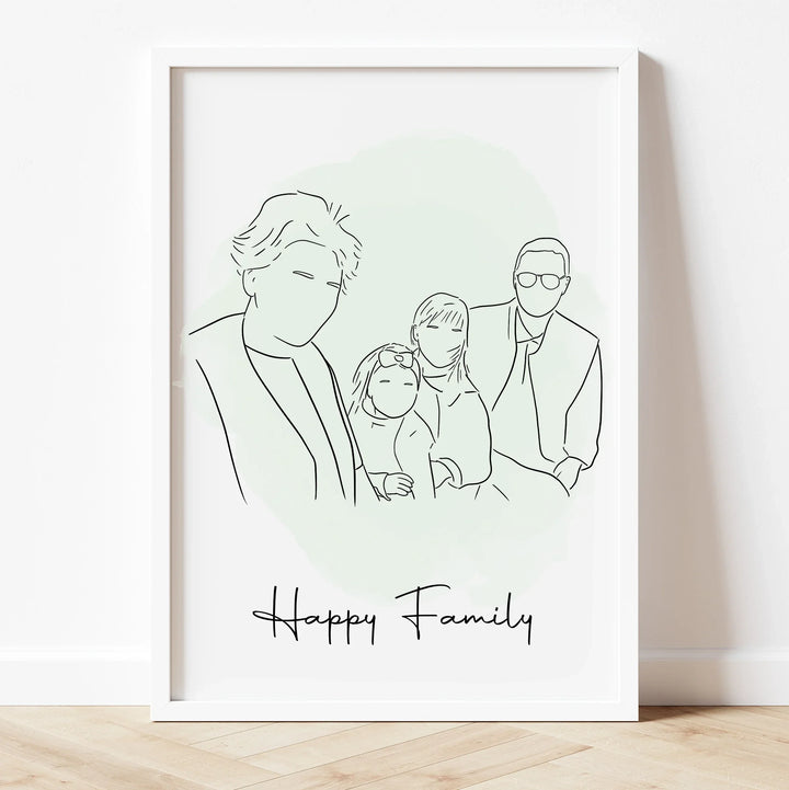 Hand-drawn family line art – personalized keepsake for Grandparent’s Day.