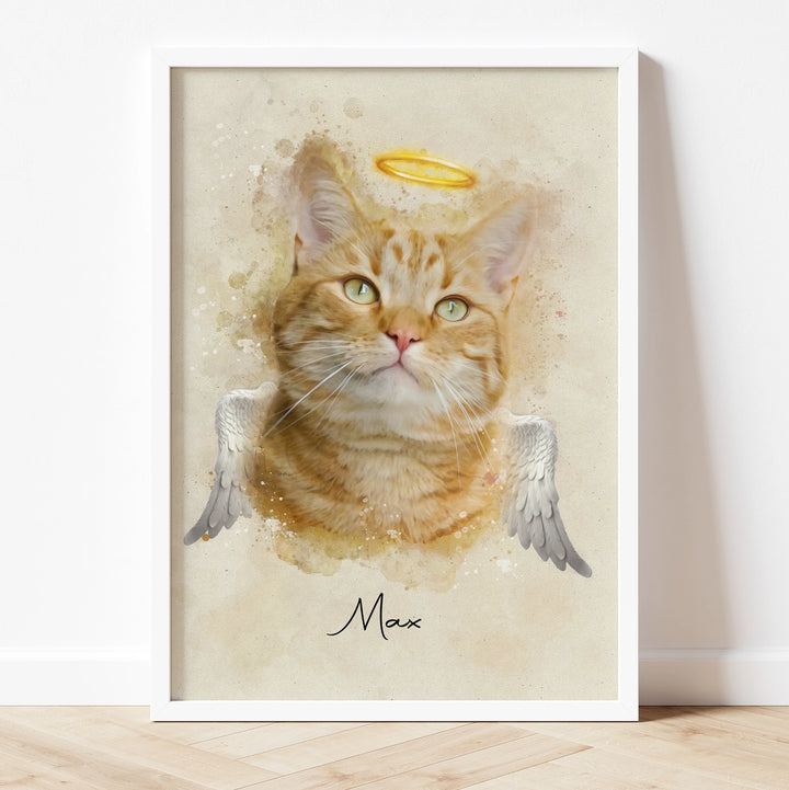 Personalized pet memorial illustration in watercolor – digital tribute to a beloved animal.