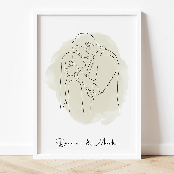 Valentine’s Day line art illustration – custom portrait for boyfriend or girlfriend.