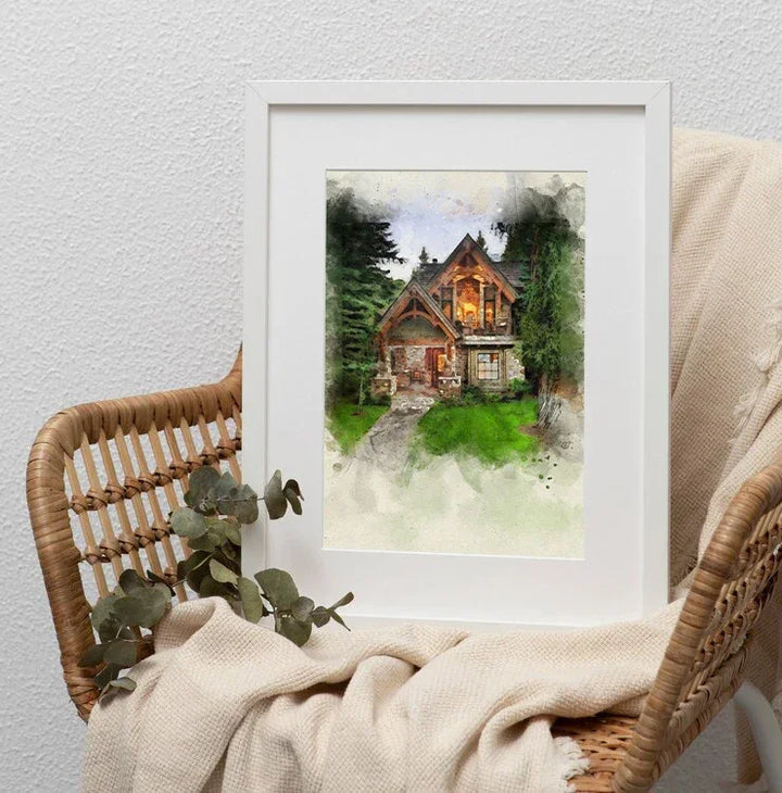 Personalized watercolor artwork of your home – digital or print custom illustration.